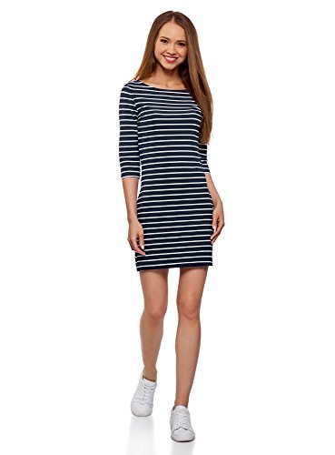 Moda oodji Ultra Mujer Vestido de Punto Básico, Azul, ES 36