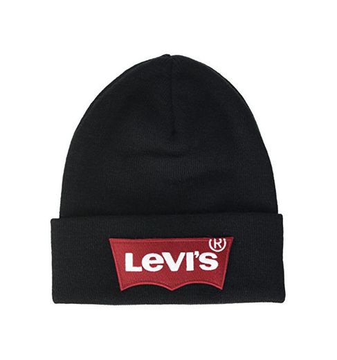 Levi's Oversized Batwing Beanie Gorro de Punto, Negro