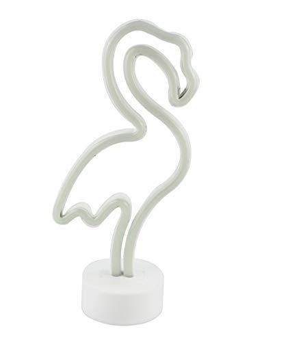 Neon Pink Flamingo Night Lights Signs with Pedestal Room Decor, Battery Operation