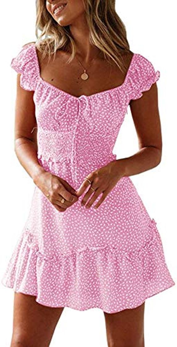 Imily Bela - Vestido de mujer de verano con fruncido y estampado