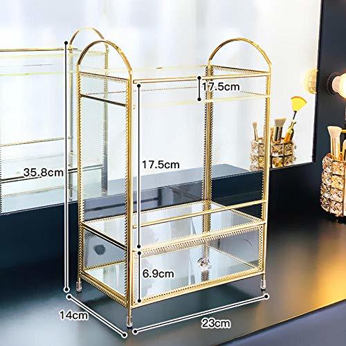 Lugares Sangmei Organizador de cosméticos Simples de vidro dourado Transparente Perfume batom caixa