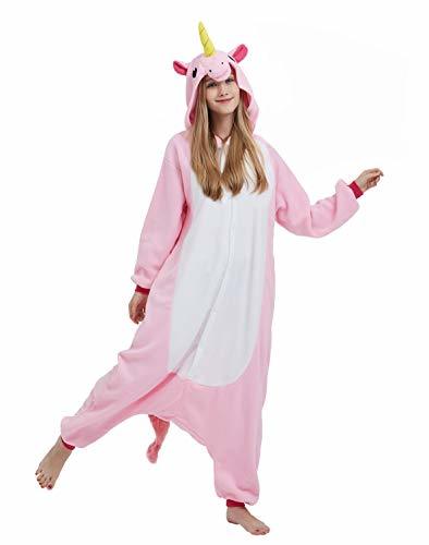 Moda DELEY Unisex Adultos Enterizo de Pijamas Unicornio Ropa de Dormir con Capucha