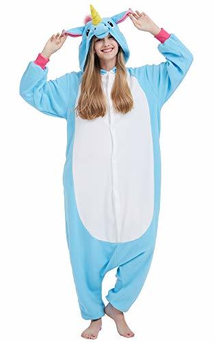 Moda Kigurumi Pijama Animal Entero Unisex para Adultos con Capucha Cosplay Pyjamas Unicornio