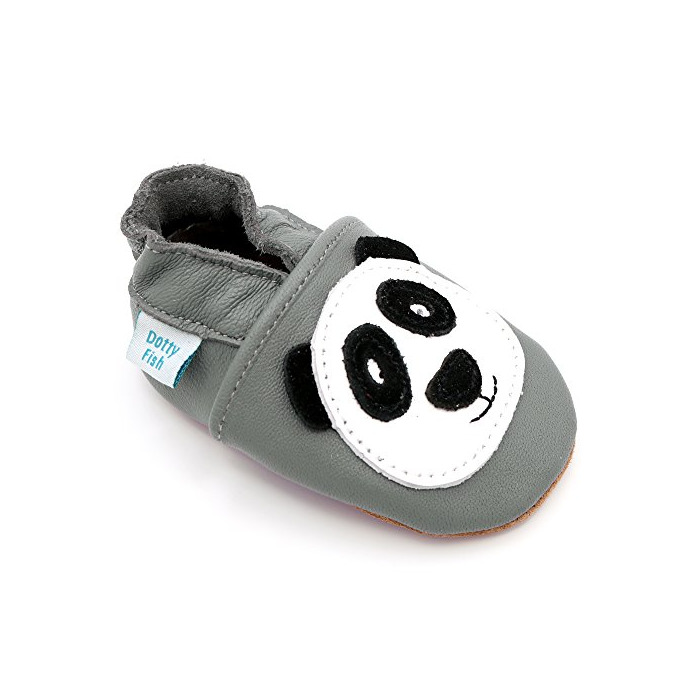 Products Dotty Fish Zapatos de Cuero Suave para bebés. Antideslizante. Panda Gris. 2-3