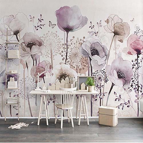 3D Abstract Purple Flower Butterfly Wallpaper Mural Wall Art Decor Floral Photo