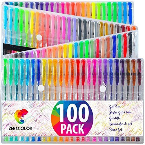 100 Bolígrafos de Gel Zenacolor con Estuche