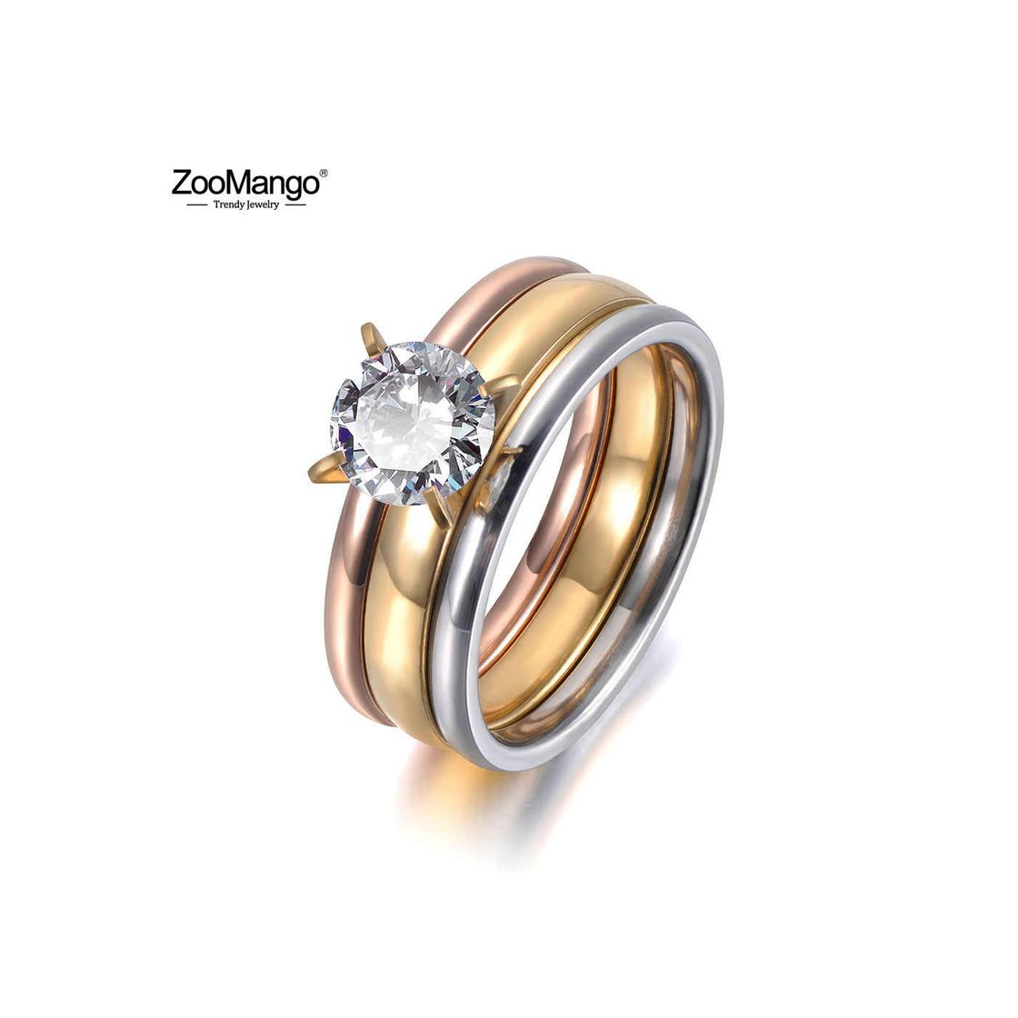 Social RQZQ Anillo Anillo de Oro de Acero Inoxidable Micro Cubic Zirconia joyería para Mujer Anillos de Boda Anillo de Compromiso anel Feminino