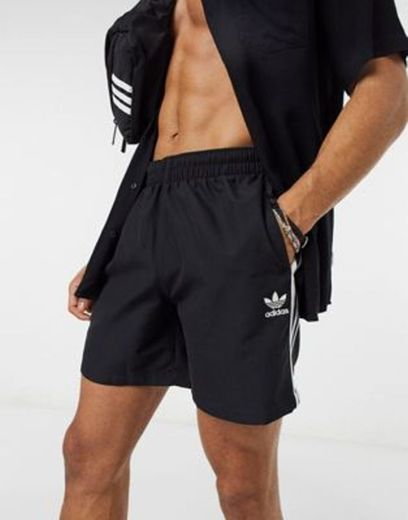 adidas Originals 3 stripe swim shorts in black | ASOS