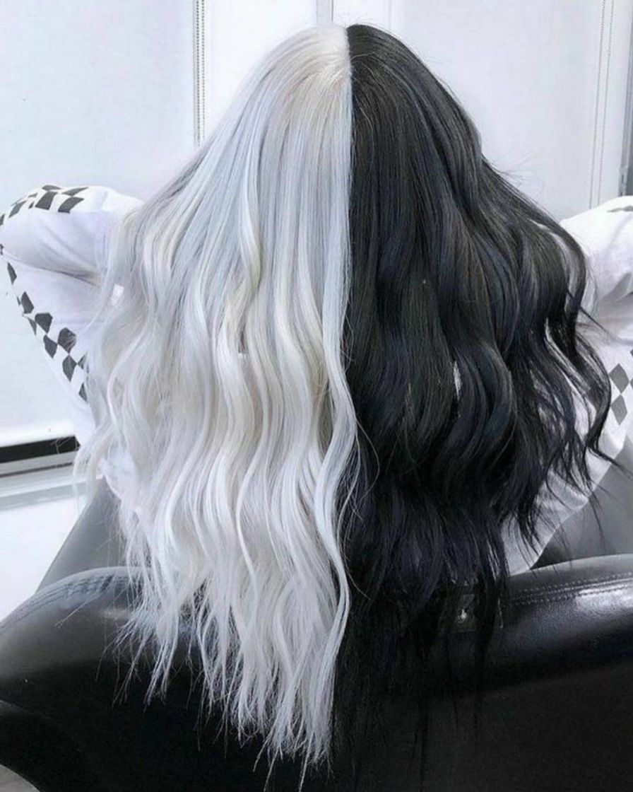 Moda Split Hair Preto e Branco 