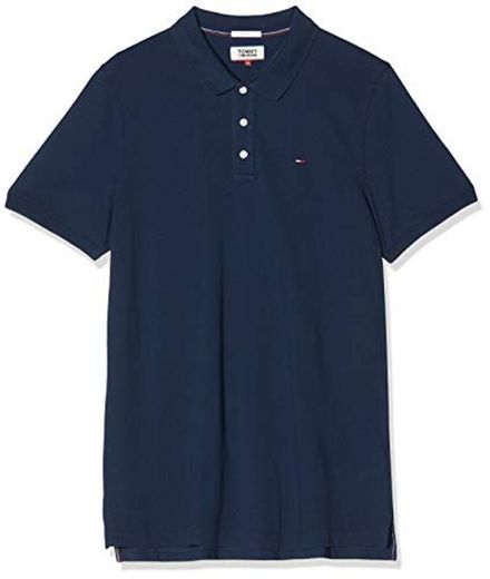 Tommy Hilfiger Piqué P Camiseta Polo con Cierre de 3 Botones, Azul