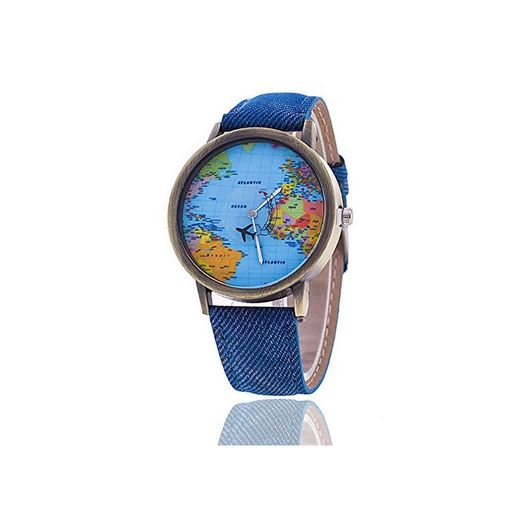 Mapa del mundo reloj Relogio Feminino Fashion mujer reloj Casual relojes de