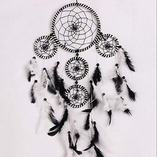 BDWS Atrapasueños Artesanal criativo 5 círculo sonho apanhador com pena Parede pendurado decoração Quarto artesanato Ornamento Dreamcatcher Presente de Natal  as pic