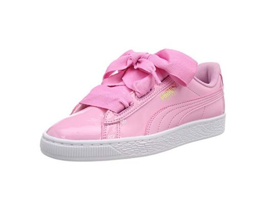 Puma Basket Heart Patent Jr, Zapatillas Unisex Niños, Rosa