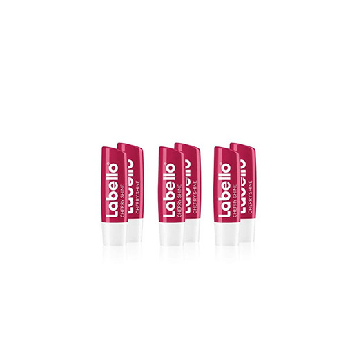 Labello Cherry Shine, Bálsamo Labial con Sabor a Cereza, pack de 6