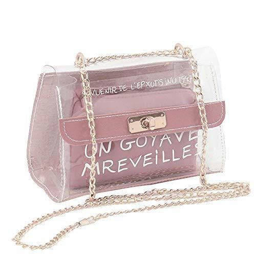 BOTTLEWISE Bolso Transparente PVC Mujeres Señoras Bandolera Desigual de Hombro Bimba y