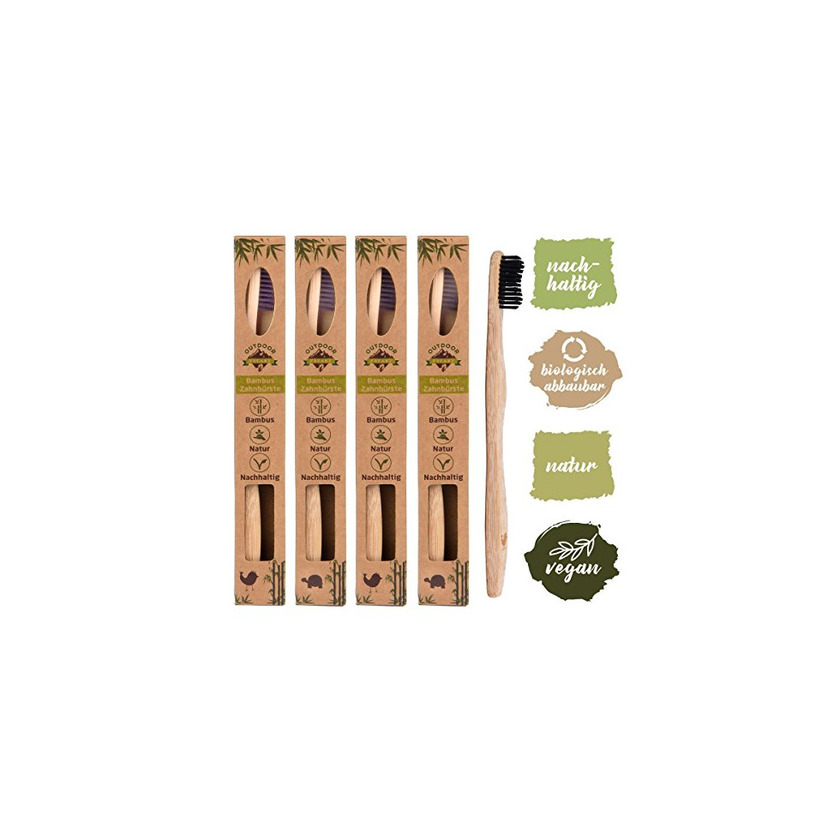 Social Set de 4 cepillos de dientes madera de Bambú