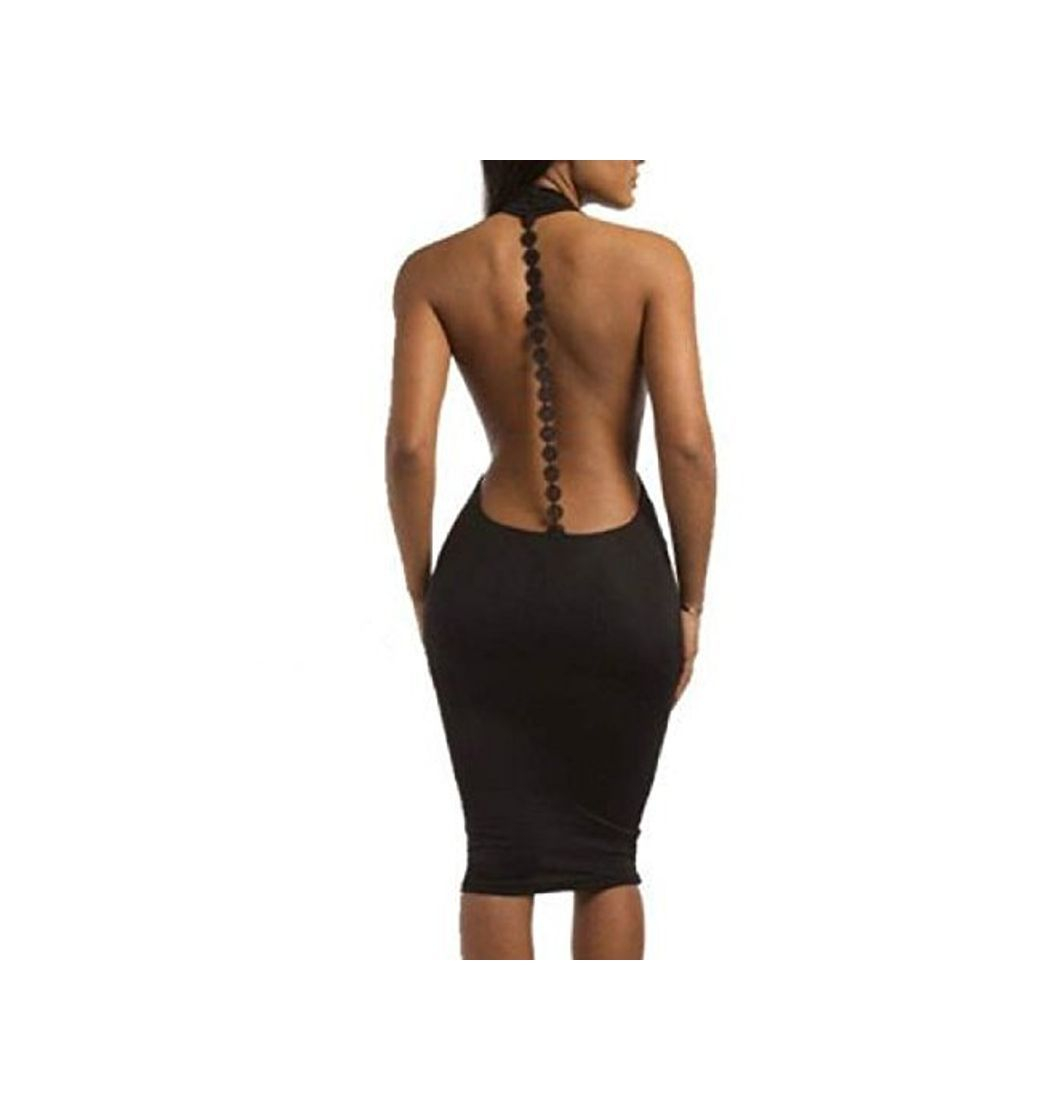 Social Vestido Mujer Sexy Corto Ajustado Verano Cuello en V Profundo sin Espalda