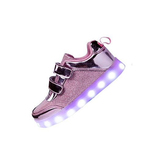DoGeek Zapatos Led Ni?as Deortivos para 7 Color USB Carga LED Luz