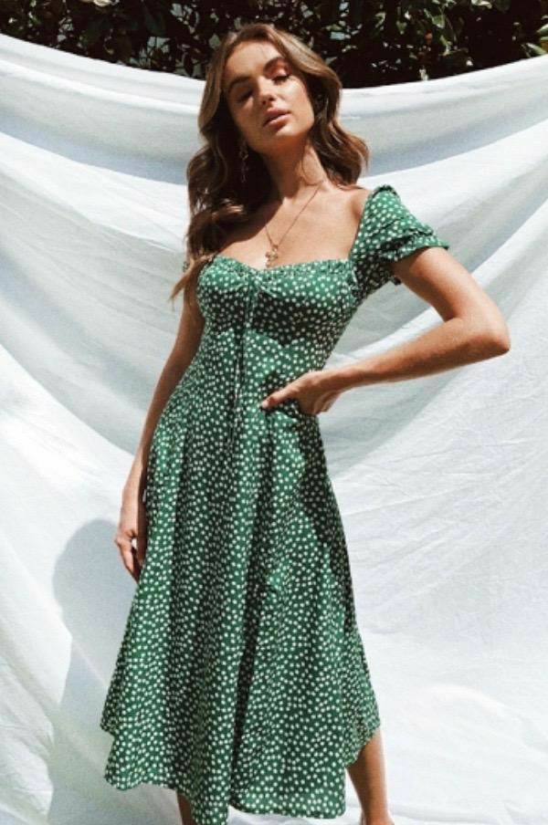 Producto Vestido verde com bolinhas clássico