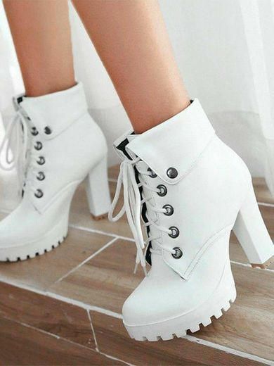 White round toe chunky rivet fashion