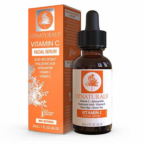 Social OZNaturals Suero facial de vitamina C con acido hialurónico 98% natural 1