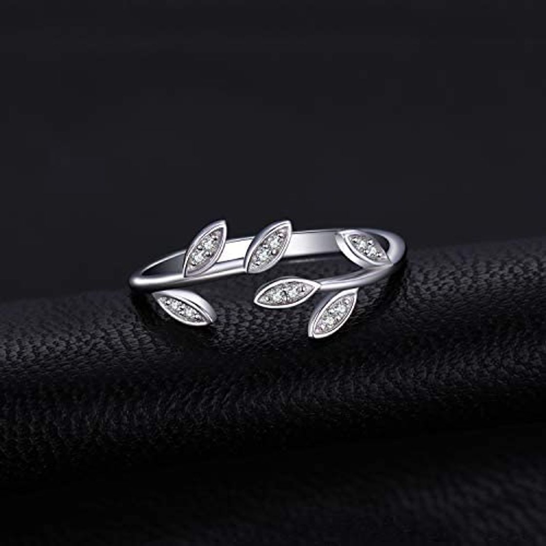 Social Jewelrypalace Hoja de olivo Zirconia cúbica Anillo abierto ajustable Plata de ley