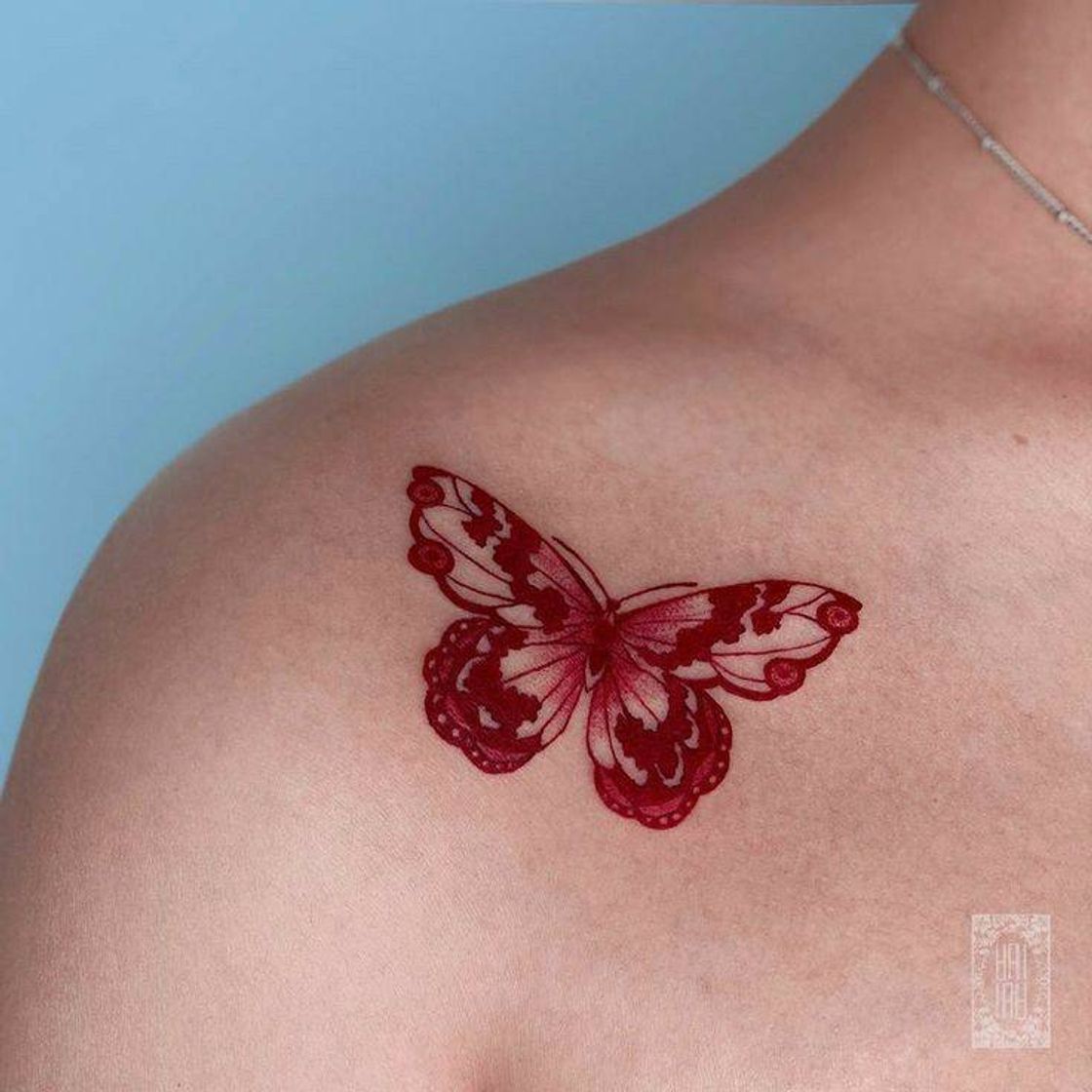 Social Red butterfly tattoo