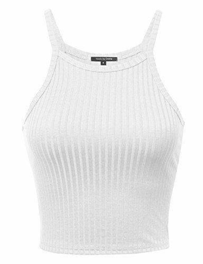 Social White ribbed crop top