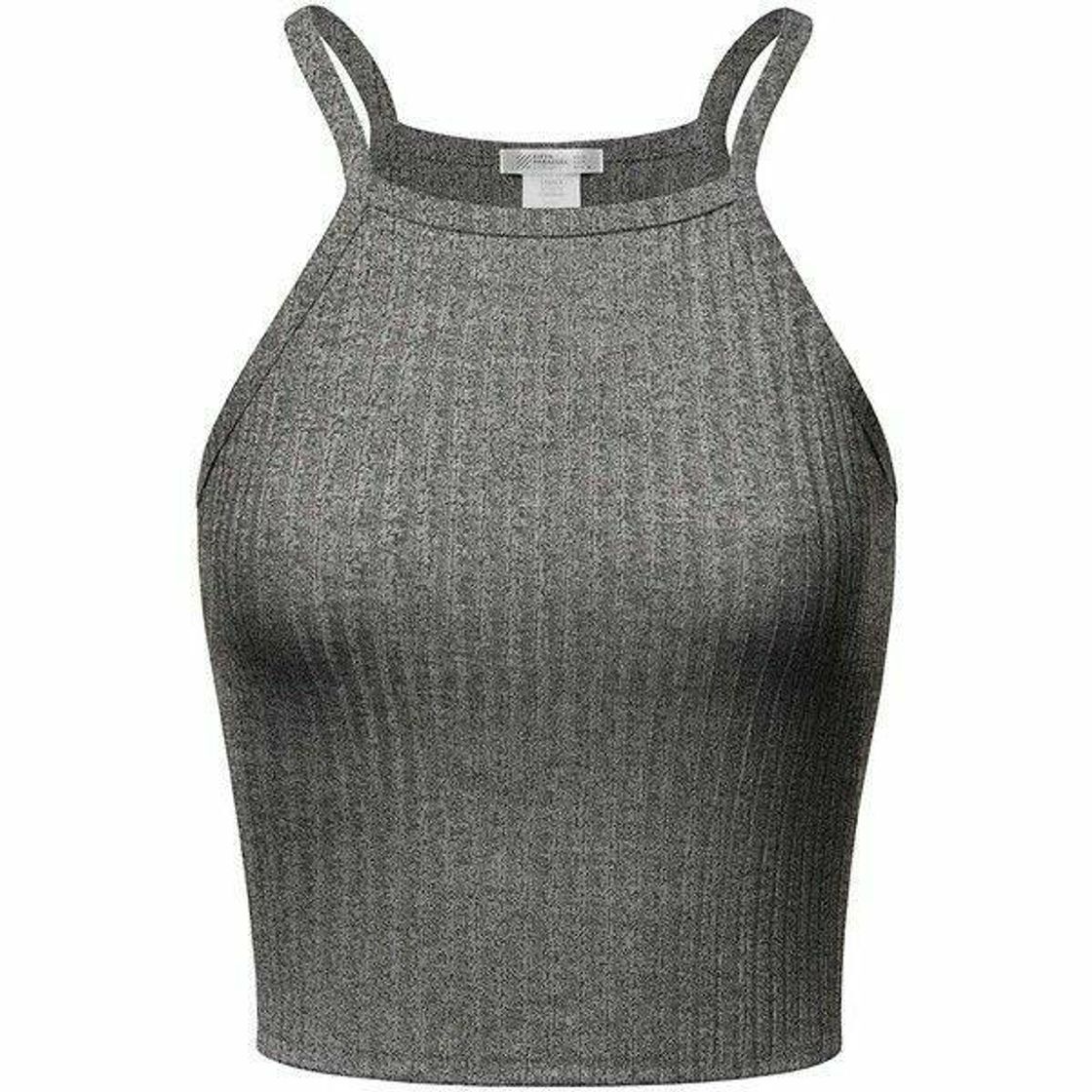 Social Grey ribbed crop top