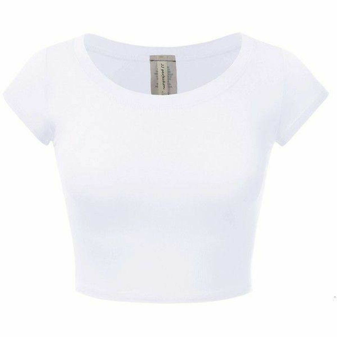 Social White short sleeve crewneck cropped top