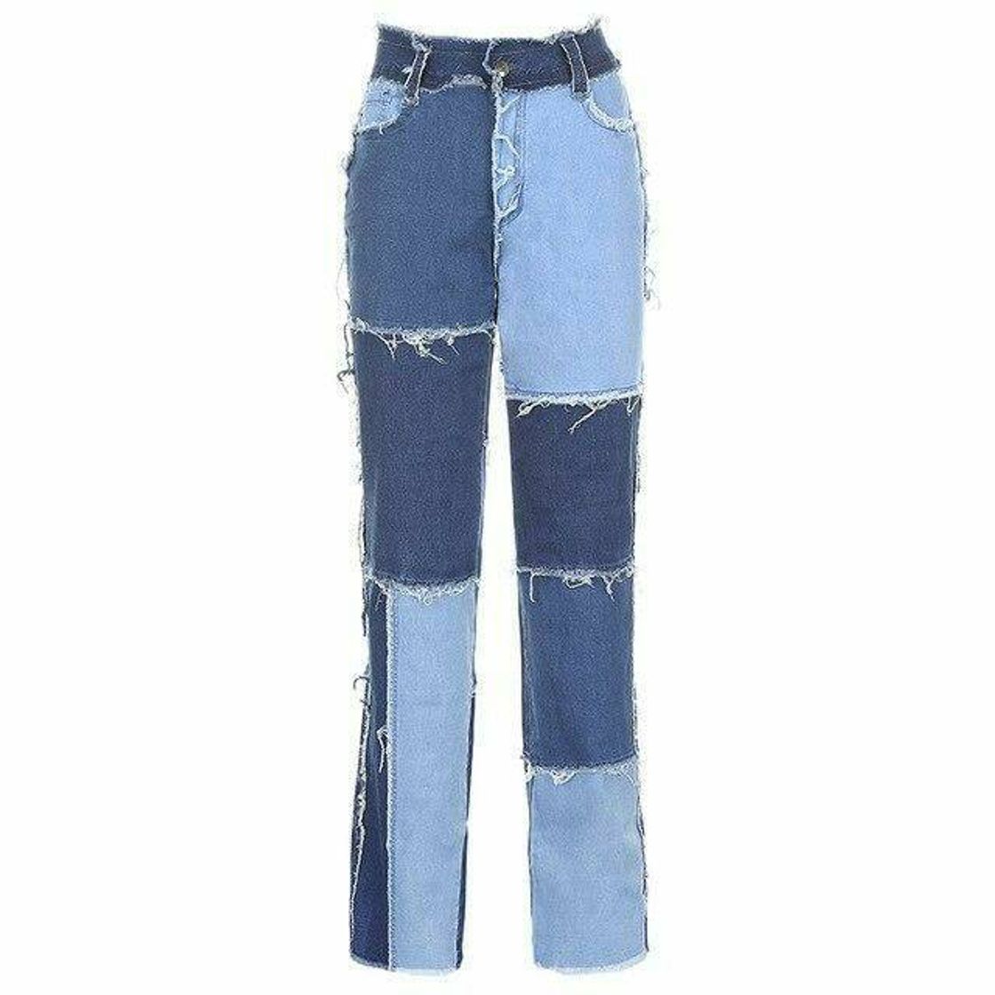 Social Soft aesthetic girl plaid stitching pants blue 