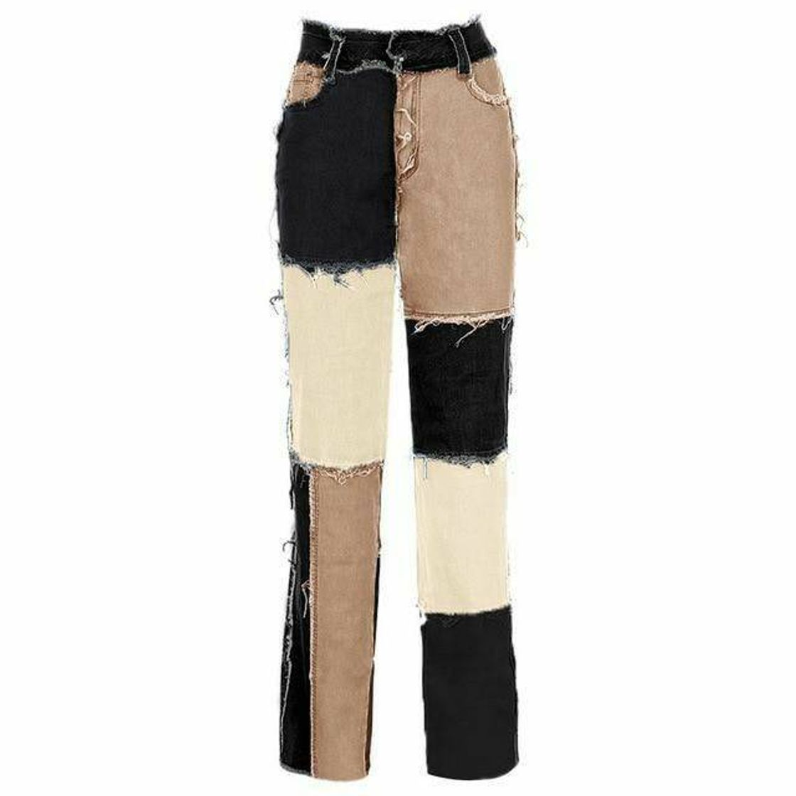 Social Soft aesthetic girl plaid stitching pants black