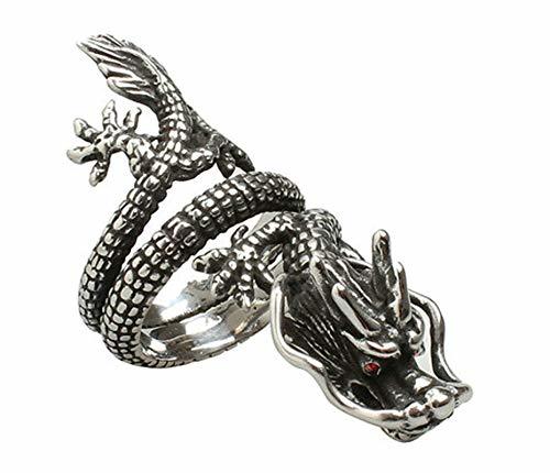 Bishilin Anillo de Boda Titanio para Hombre Anillo de Drag?n EST?REO Punk