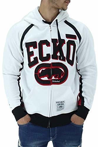 Ecko Mens White Cotton Cremallera Chopper Sudadera con Capucha - Blanco