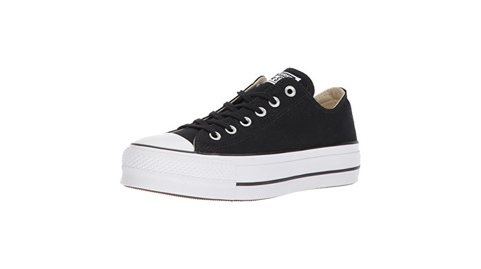 Moda Converse Chuck Taylor CTAS Lift Ox Canvas, Zapatillas para Mujer, Negro