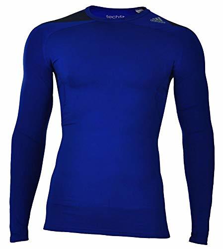Social adidas Cool LS P Techfit Climacool Larga Camisa Hombres compresión Estiramiento Azul,