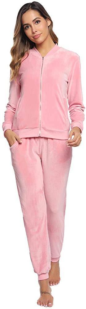 Moda Akalnny Set Treino Mulheres Casuais Pijamas De Veludo Ternos