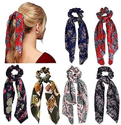 Fashion 6 Pcs Scrunchies Cabelo Cetim De Seda Elástico Faixas de Cab