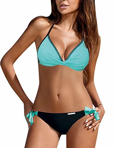 Product Tuopuda Mujer Multicolor Cabestro Bikini Conjuntos de Cintura Baja Ajustable Bikini Inferior