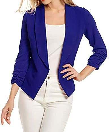 Social Blazer para Mujer STRIR Mujer Manga 3/4 Blazer Elegante Oficina Negocios Parte