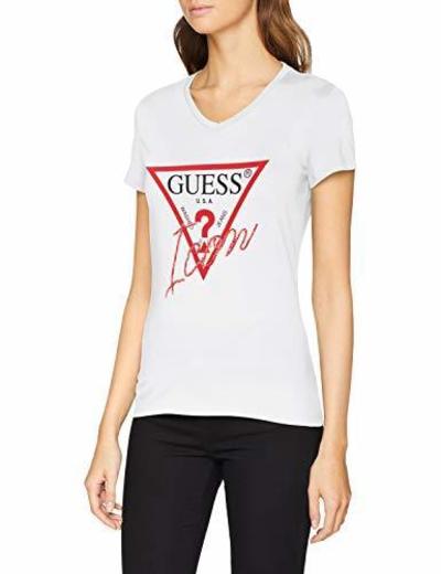 Guess SS Vn Icon tee Camiseta, Blanco