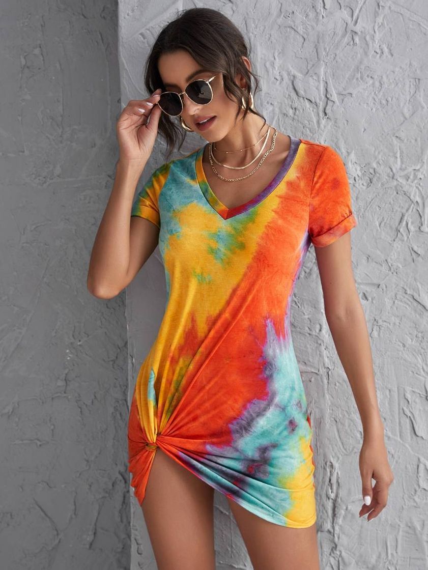 Moda Vestido Shein Tie Dye