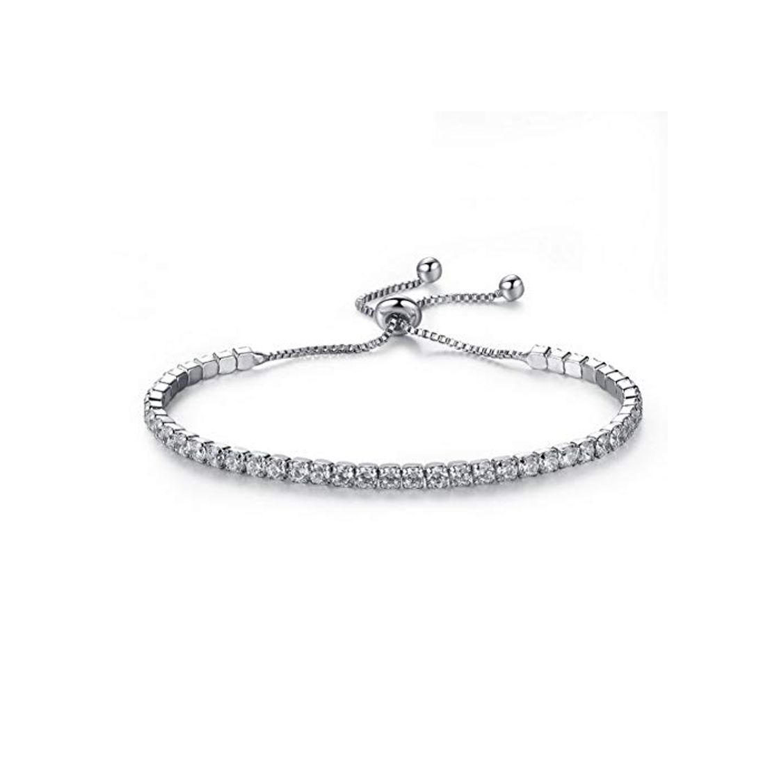 Producto VHMKLOi Ajustar el brazalete de tenis Para As Mulheres Cubic Zirconia Cristal Azul Brilhante Cor Prata Jóia Do Casamento Cadeia Pulseira do Sexo Feminino