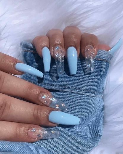 Blue butterfly nails