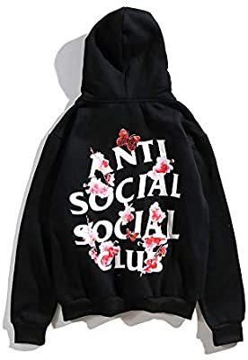 QYS Anti Social Club Social Sudadera con Capucha de Manga Larga para