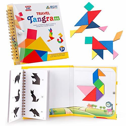 Product Coogam   Viajes Tangram Puzzle con 3 Set de   Tangram magnético