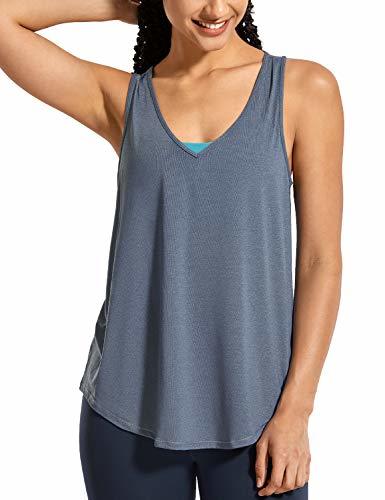 Producto CRZ YOGA Mujer V Neck T-Shirt Camiseta sin Mangas de Entrenamiento Fitness