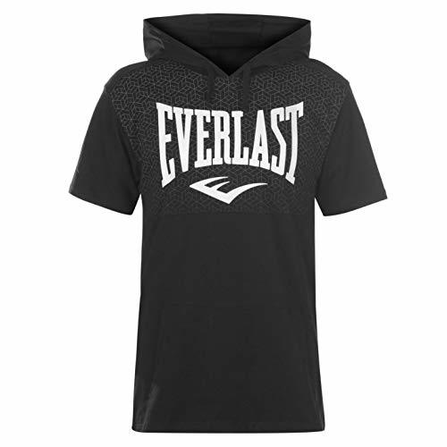 Fashion Everlast Hombre Hooded Camiseta Manga Corta Negro M