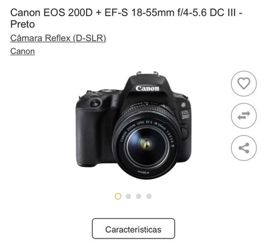 Canon EOS 200D + EF-S 18-55mm f/4-5.6 DC III - Preto - Câmara ...
