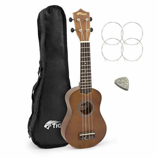 Tiger UKE12-NT - Ukelele soprano para principiantes con funda